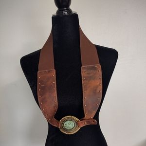 Sold Leatherock Stretchy Belt With Turquoise Stone